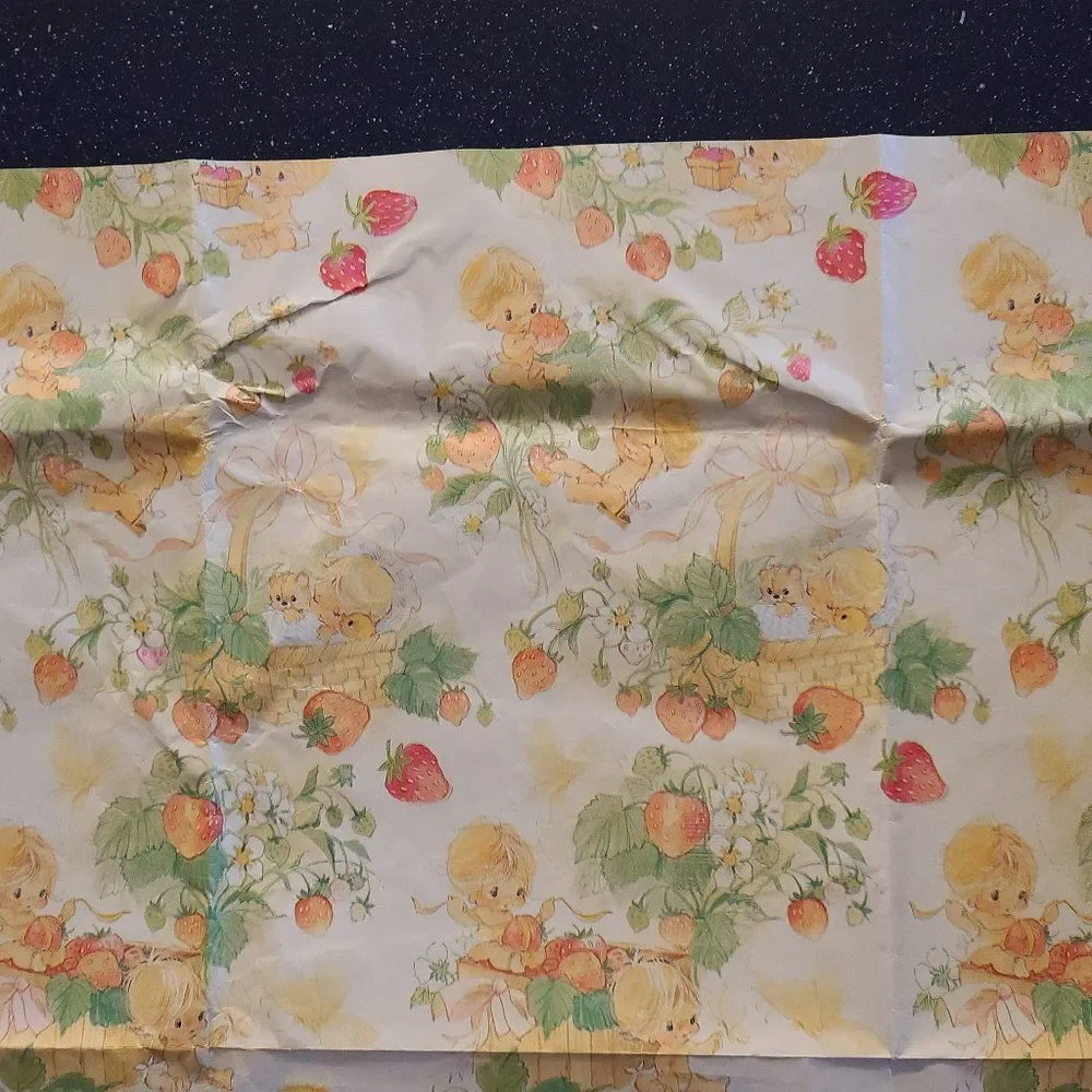 American Greetings Vintage Wrapping Paper - Baby - Partial Sheet - Vintage Retro